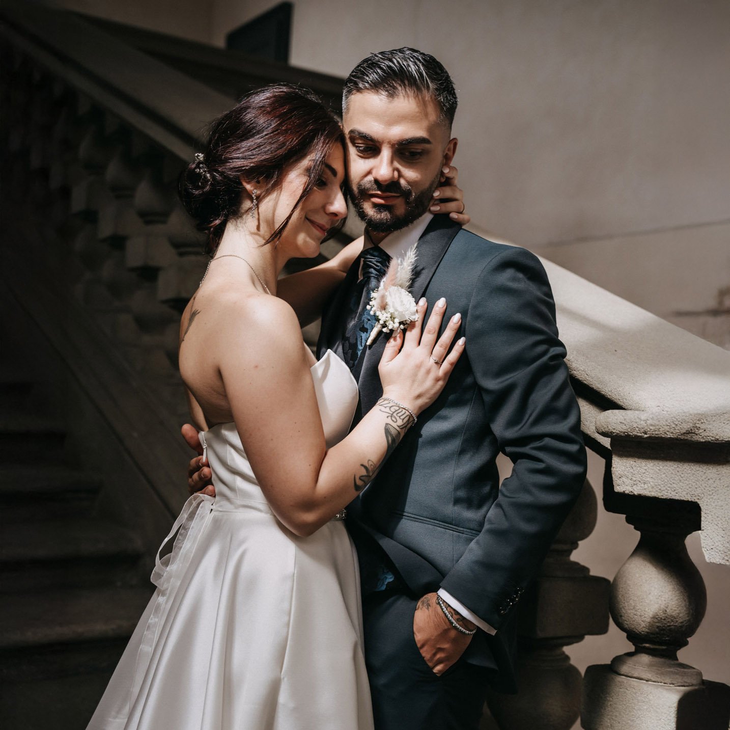 elegant couple posing intimately