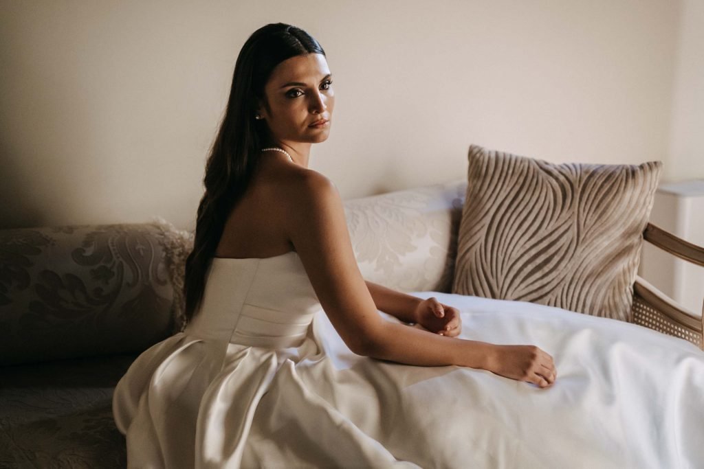 elegant bride during preparations